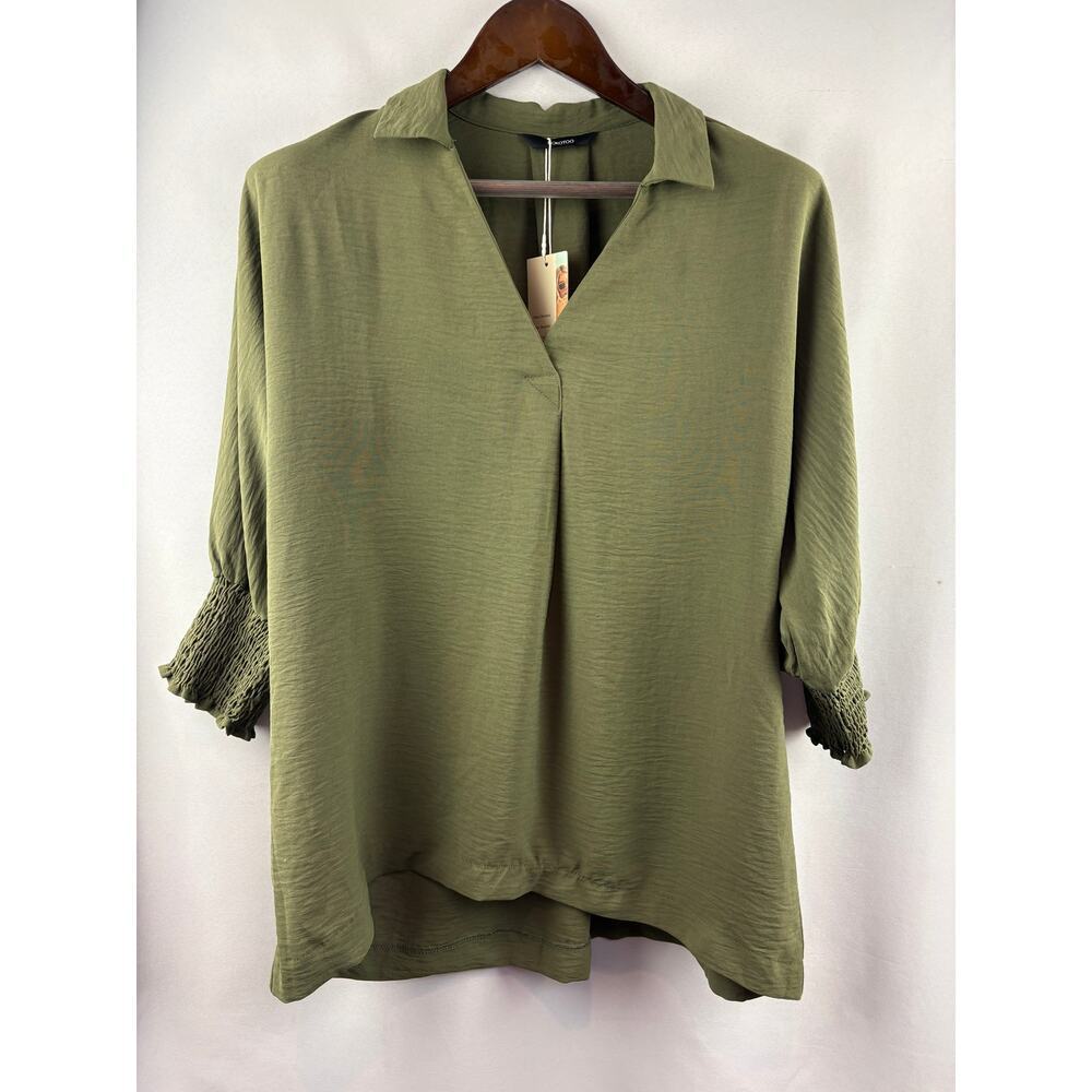 Women’s Dokotoo Medium Olive Green 3/4 Sleeve Blouse